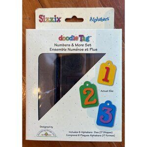 Lightly Used Sizzix Doodle Tag Numbers & More Set Alphabars 38-1090 doodlebug